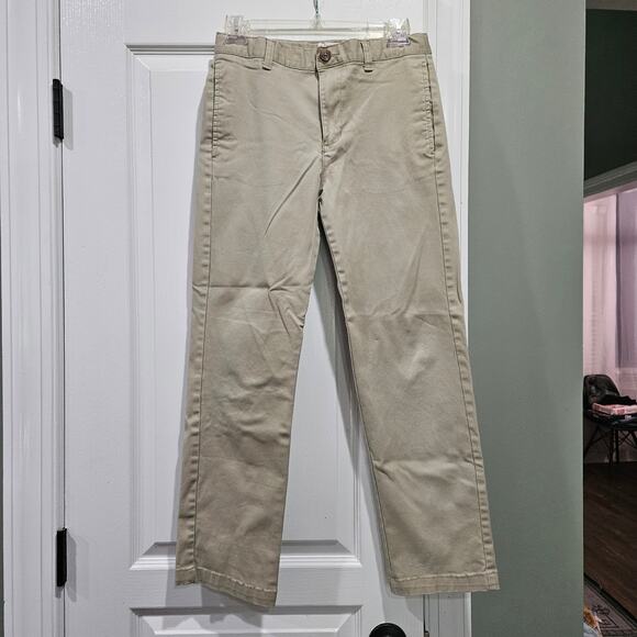 2 Pack Boy's Size 14 Khaki Straight Leg Chino School Uniform Pants - Picture 2 of 9